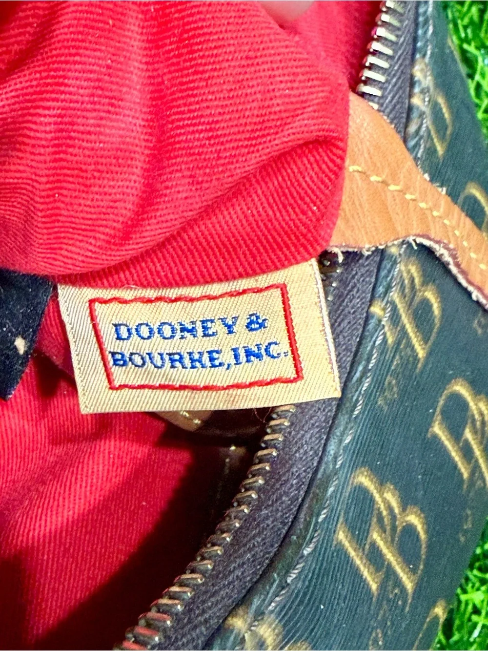 Dooney & Bourke 1975 Collins Monogram Hobo Brown Coated Canvas Leather Trim